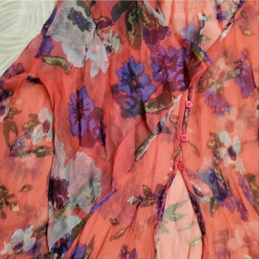 Free People Cheer Chiffon Katomi Cardigan Size L